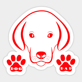 Dog Dad Red - Paw Print Art Sticker